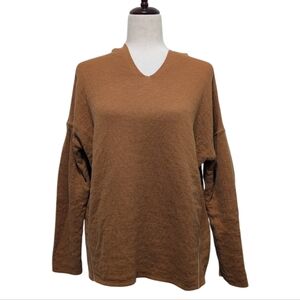 J. Jill Reversible Pullover Hoodie Camel Brown & Blush Textured Pink Size Medium